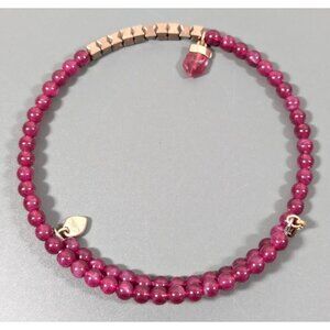 Keep Collective Pink Beaded Copper Tone‎ Wrap Bracelet Western Boho 7.5 in